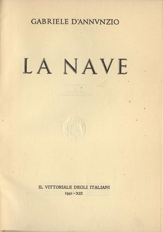 La nave - Gabriele D'Annunzio - copertina