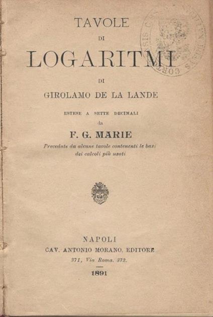 Tavole di logaritmi - copertina