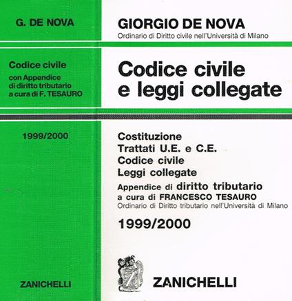 Codice civile e leggi collegate 1999-2000. Con appendice di diritto tributario - Giorgio De Nova - copertina