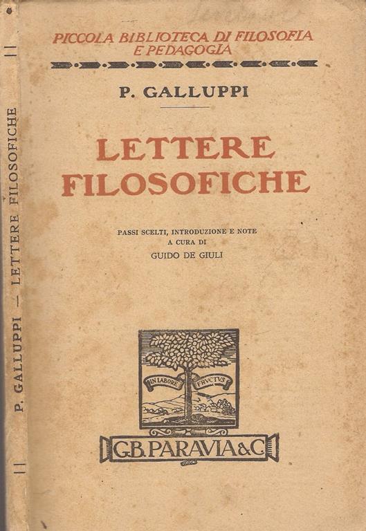 Lettere filosofiche - Pasquale Galluppi - copertina