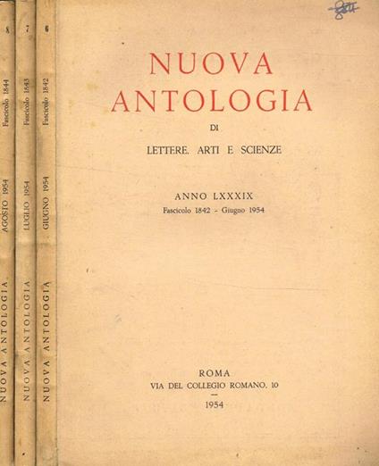 Nuova Antologia Di Lettere Arti E Scienze Anno Lxxxix Fasc.1842 1843 1844 - copertina