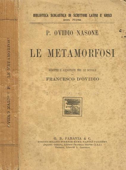 Le metamorfosi - P. Nasone Ovidio - copertina