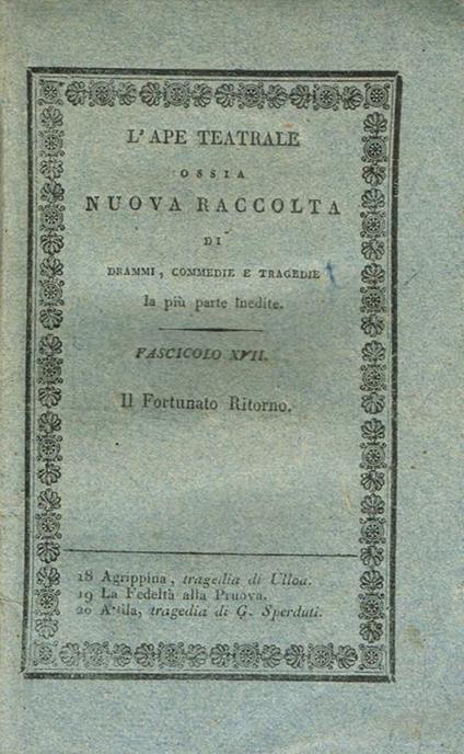Il Fortunato Ritorno Commedia In Quattro Atti - copertina
