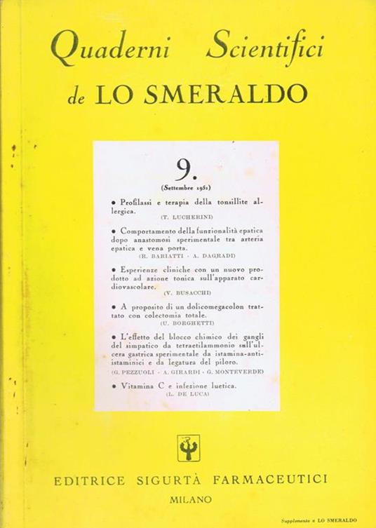 Quaderni Scientifici de lo Smeraldo - copertina
