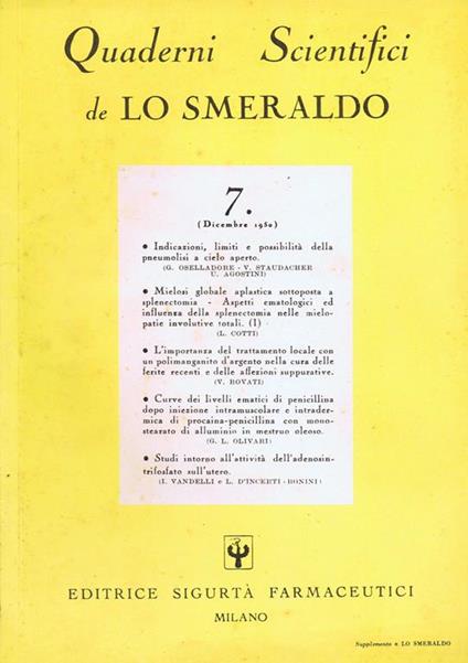 Quaderni Scientifici de lo Smeraldo - copertina