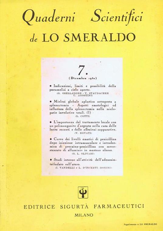 Quaderni Scientifici de lo Smeraldo - copertina