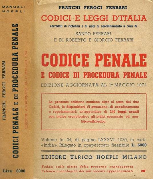 Codice Penale E Codice Di Procedura Penale Edizione Aggiornata Al 1