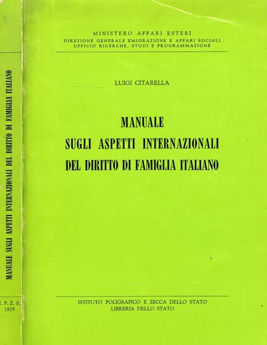 Manuale Sugli Aspetti Internazionali Del Diritto Di Famiglia Italiano - copertina