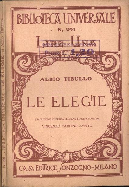 Le elegie - Albio Tibullo - copertina