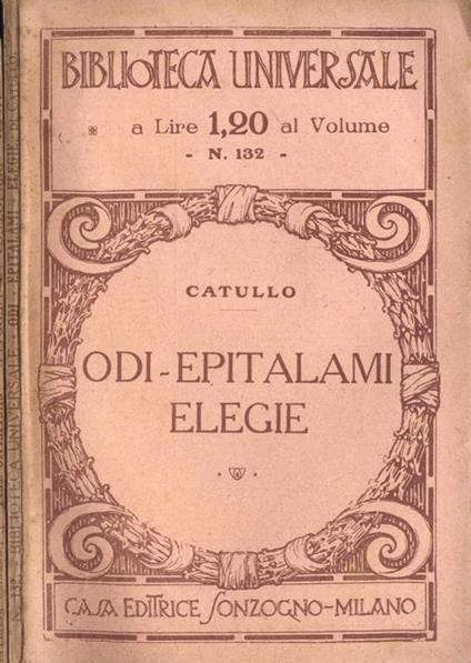 Odi. Epitalami. Elegie - G. Valerio Catullo - copertina