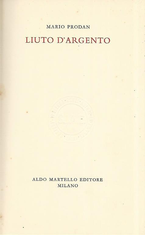 Liuto d'argento - Mario Prodan - copertina