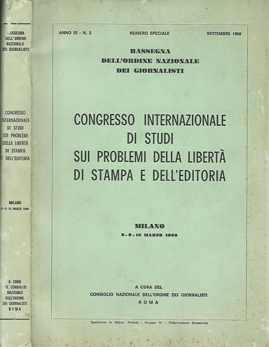 Congresso internazionale di studi sui problemi della libertà di stampa e dell'editoria - copertina