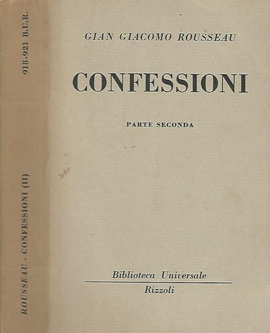Confessioni (parte seconda) - Jean-Jacques Rousseau - copertina