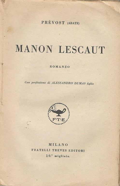 Manon Lescaut - Antoine-François Prévost - copertina
