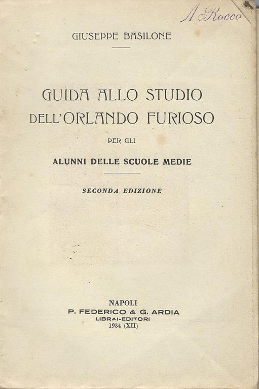 Guida Allo Studio Dell'Orlando Furioso - Giuseppe Basilone - copertina
