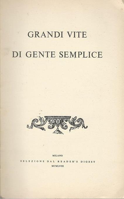 Grandi Vite Di Gente Semplice - copertina