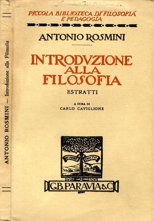Introduzione Alla Filosofia Estratti - Antonio Rosmini - copertina