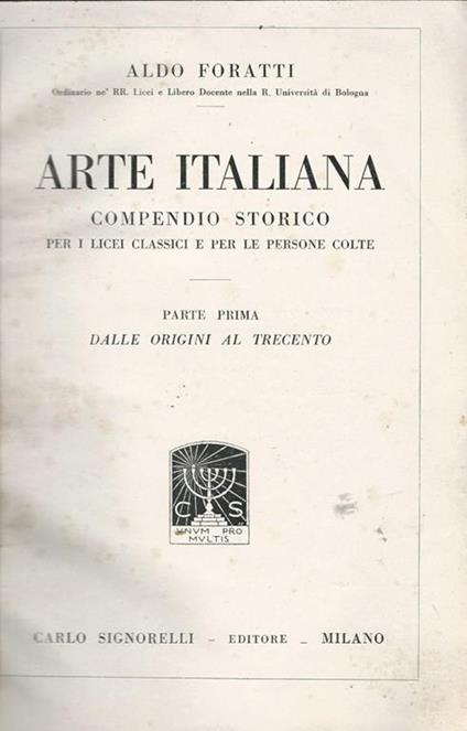 Arte Italiana Compendio Storico - Aldo Foratti - copertina