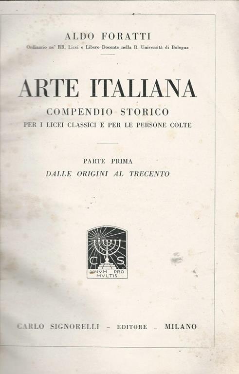 Arte Italiana Compendio Storico - Aldo Foratti - copertina