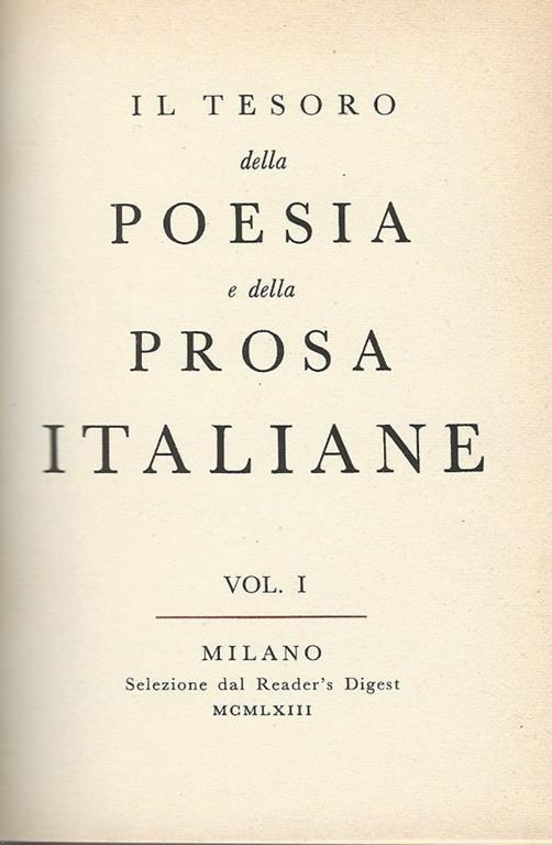 Il Tesoro Della Poesia E Della Prosa Italiane - copertina