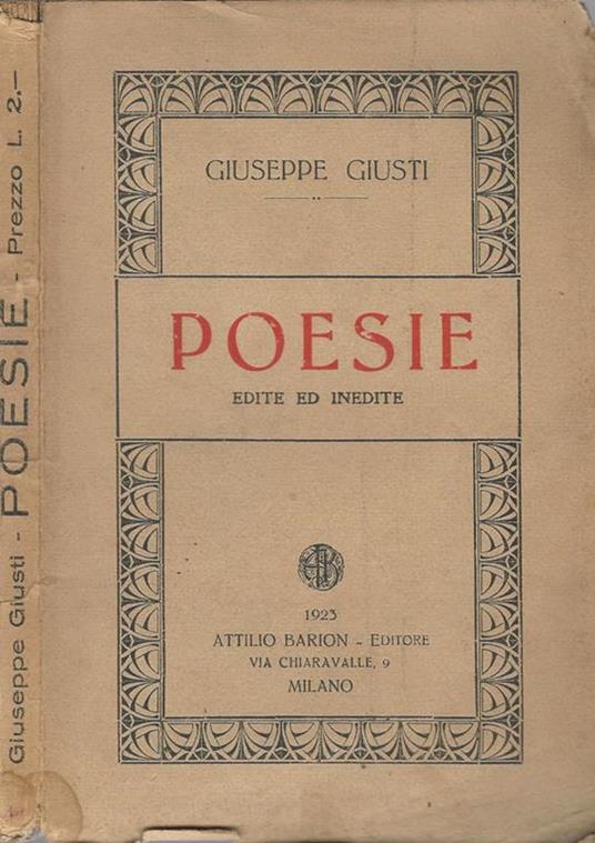 Poesie Edite Ed Inedite - Giuseppe Giusti - copertina