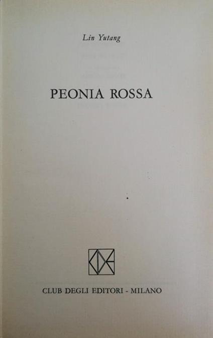 Peonia Rossa - Lin Yutang - copertina
