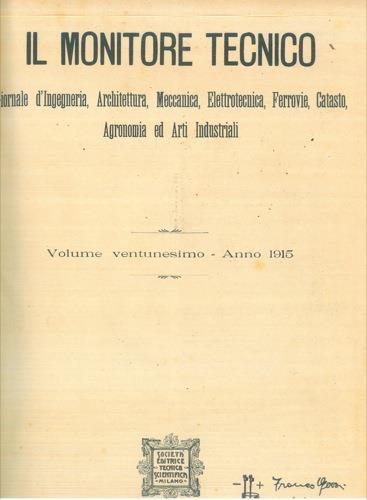 Il monitore tecnico. Giornale d'ingegneria, architettura, meccanica, elettrotecnica, ferrovie, catasto, agronomia ed arti industriali - copertina