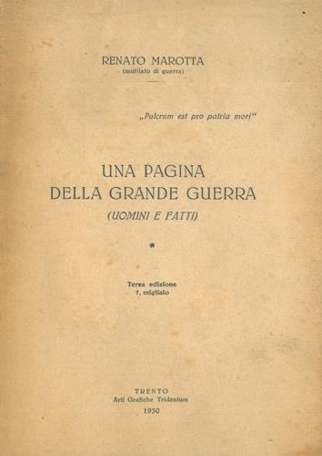 Una pagina della grande guerra. (Uomini e fatti) - Renato Marotta - copertina