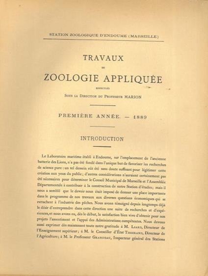 Travaux de Zoologie appliquè  - A. Marion - copertina