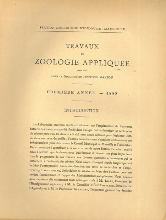 Travaux de Zoologie appliquè  - A. Marion - copertina