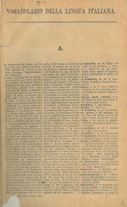 Vocabolario della lingua italiana - Giuseppe Rigutini - copertina