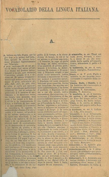 Vocabolario della lingua italiana - Giuseppe Rigutini - copertina