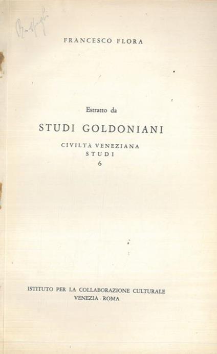 Il feudatario e gli ordini sociali nel teatro del Goldoni - Francesco Flora - copertina