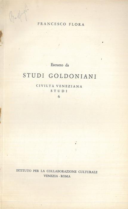 Il feudatario e gli ordini sociali nel teatro del Goldoni - Francesco Flora - copertina