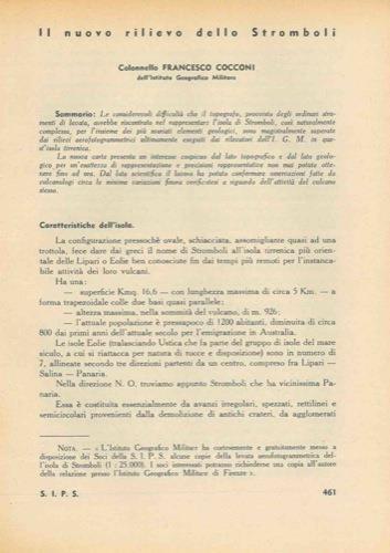 Il nuovo rilievo dello Stromboli = Sulla periodicità delle effemeridi del Po in relazione anche alla periodicità di pressione e di piovosità - copertina