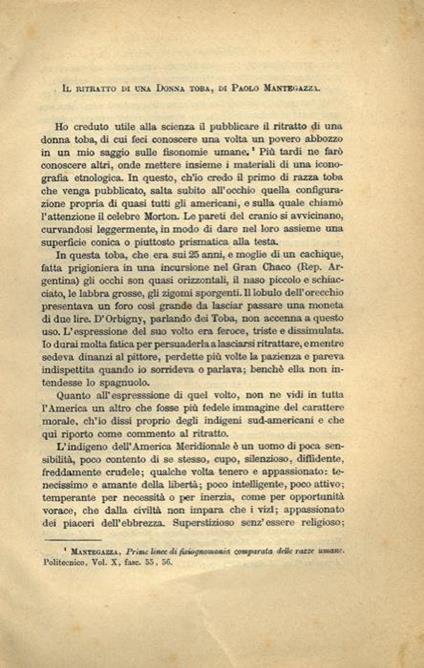 Il ritratto di una donna Toba - Paolo Mantegazza - copertina