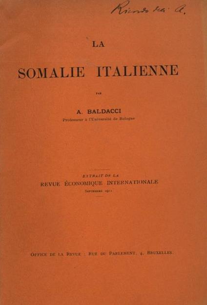 La Somalie Italienne - A. Baldacci - copertina