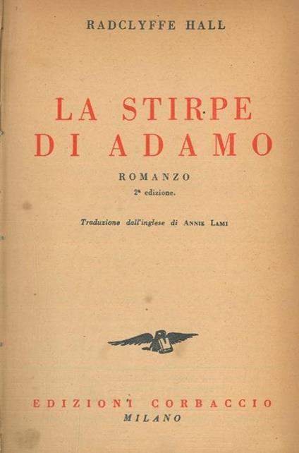 La stirpe di Adamo - Radclyffe Hall - copertina
