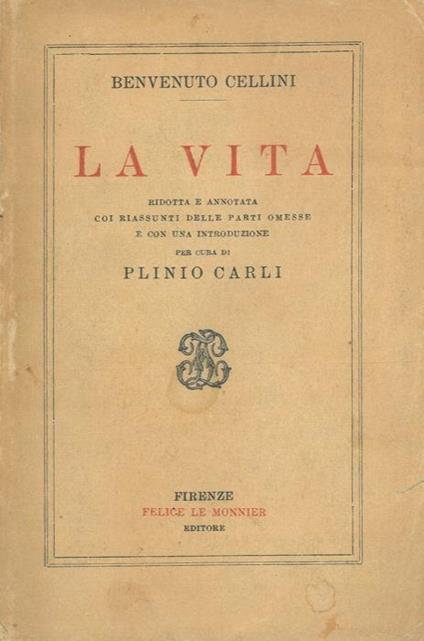 La vita - Benvenuto Cellini - copertina