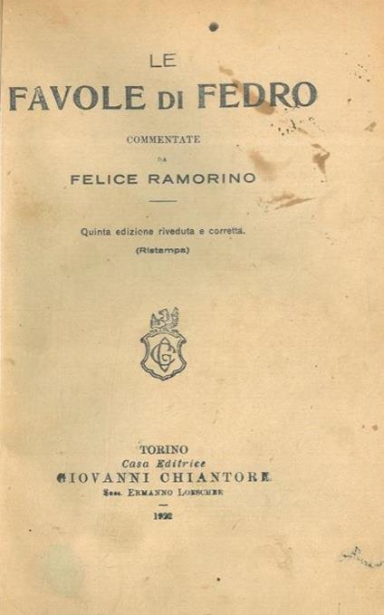Le favole di Fedro - Fedro - copertina