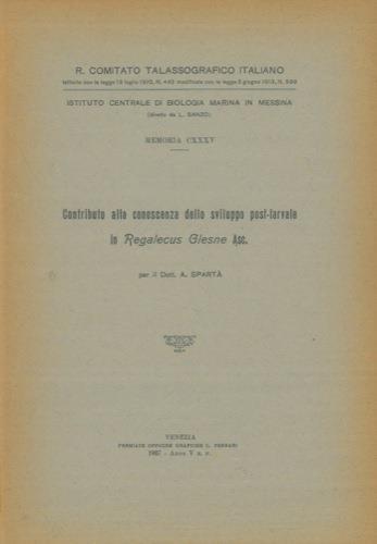 Contributo alla conoscenza dello sviluppo post-larvale di Regalecus glesne Asc - Antonio Spartà - copertina