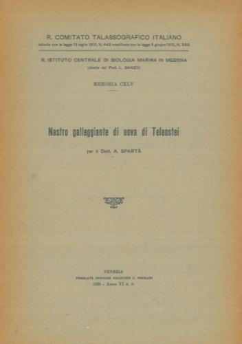 Nastro galleggiante in uova di Teleostei - Antonio Spartà - copertina