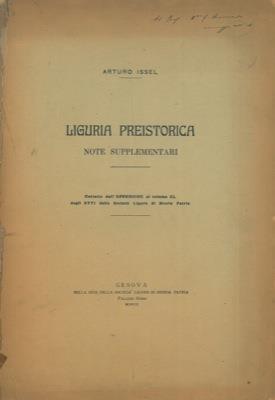 Liguria preistorica. Note supplementari - Arturo Issel - copertina