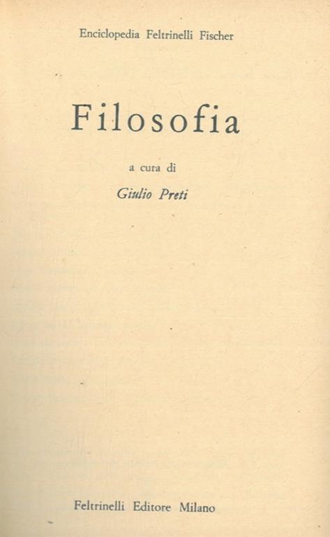 Filosofia - Giulio Preti - copertina