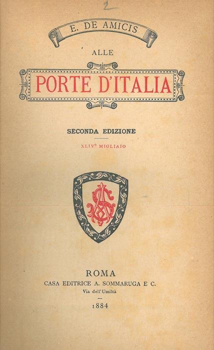 Alle porte d'Italia - Edmondo De Amicis - copertina