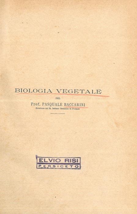 Biologia vegetale - Pasquale Baccarini - copertina