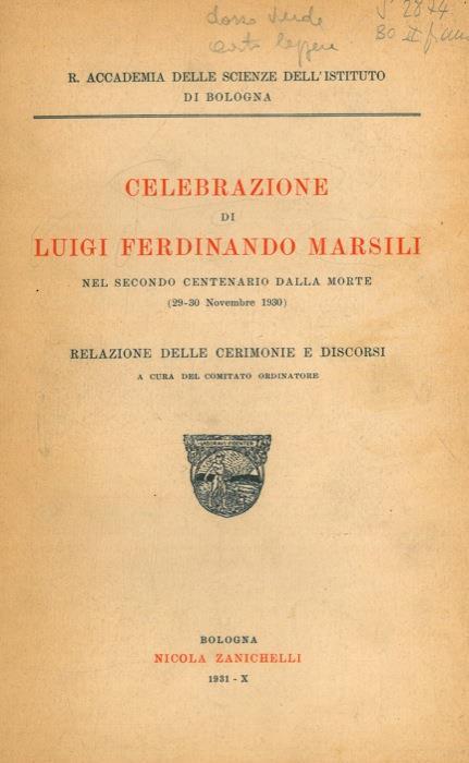 Celebrazione di Luigi Ferdinando Marsili nel secondo centenario dalla morte (29-30 novembre 1930) - copertina