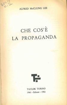 Che cos'è la propaganda - copertina