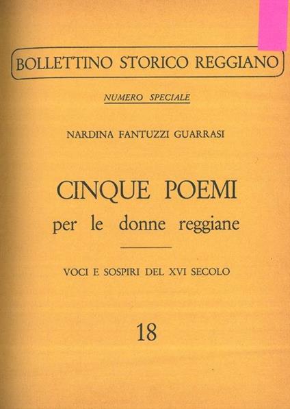Cinque poemi per le donne reggiane. Voci e sospiri del XVI secolo - copertina