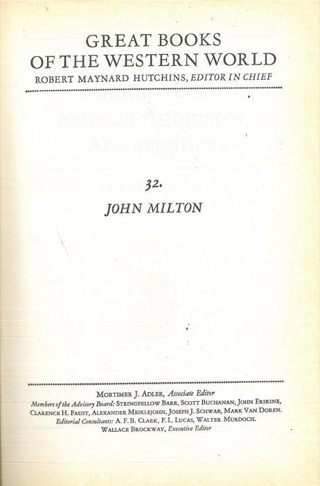 English minor poems. Paradise lost. Samson agonistes. Aereopagitica - John Milton - copertina